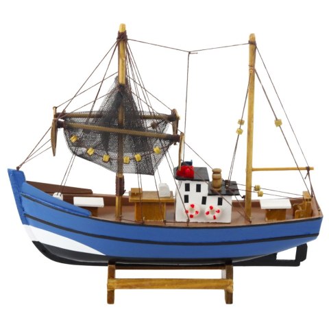 LEAN Toys Model Kolekcjonerski Dekoracyjny Statek Kuter Rybacki Niebieski 30x26cm
