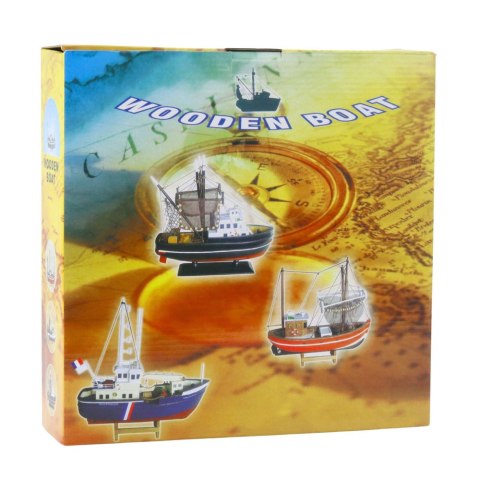 LEAN Toys Model Kolekcjonerski Dekoracyjny Statek Kuter Rybacki Niebieski 30x26cm