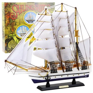 LEAN Toys Model Kolekcjonerski Dekoracyjny Statek Żaglowiec Fregata Biały 49x43cm