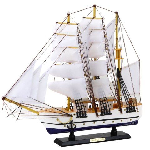 LEAN Toys Model Kolekcjonerski Dekoracyjny Statek Żaglowiec Fregata Biały 49x43cm