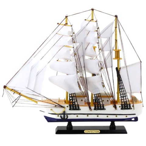 LEAN Toys Model Kolekcjonerski Dekoracyjny Statek Żaglowiec Fregata Biały 49x43cm