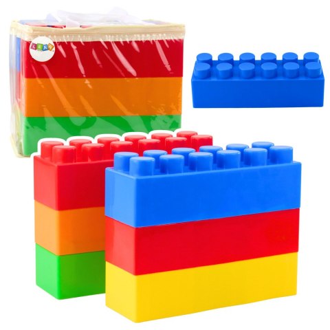 LEAN Toys Zestaw Duże Klocki Konstrukcyjne W Torbie Kolorowe 28,5x9x9 cm 6el.