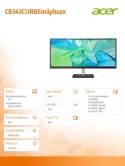 Monitor 34 cale CB343CURBEmiiphuzx WQHD IPS 2HDMI Acer