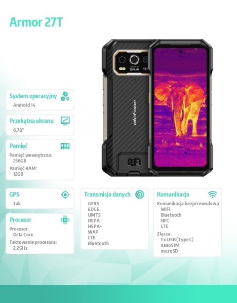 Smartfon Armor 27 4G 12/256GB IP69K Czarny ULEFONE