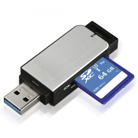 Czytnik kart SD/microSD USB 3.0 srebrny Hama