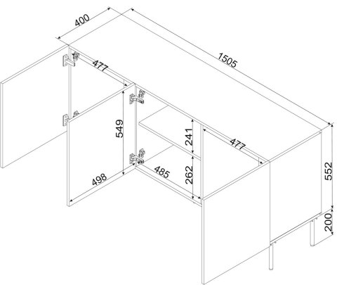 Komoda ISLA 150,5x40x75 kaszmir mat Komoda ISLA 150,5x40x75 kaszmir mat