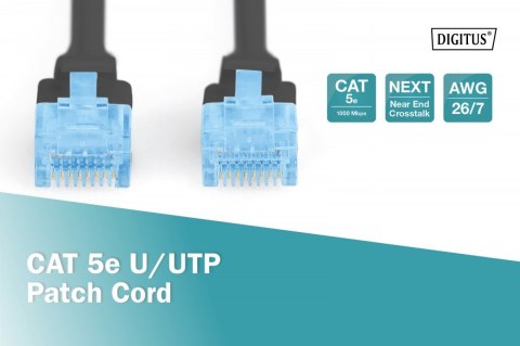 Patch cord U/UTP kat.5e PVC 10m Czarny Digitus