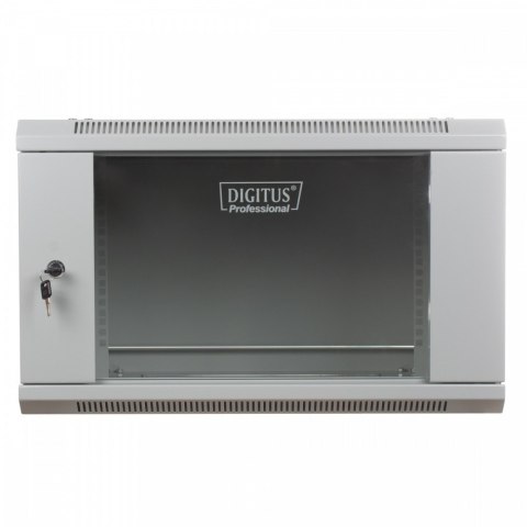 Szafa wisząca jednosekcyjna 19" 6U 368/600/450mm, drzwi szklane, szara (RAL 7035) Digitus