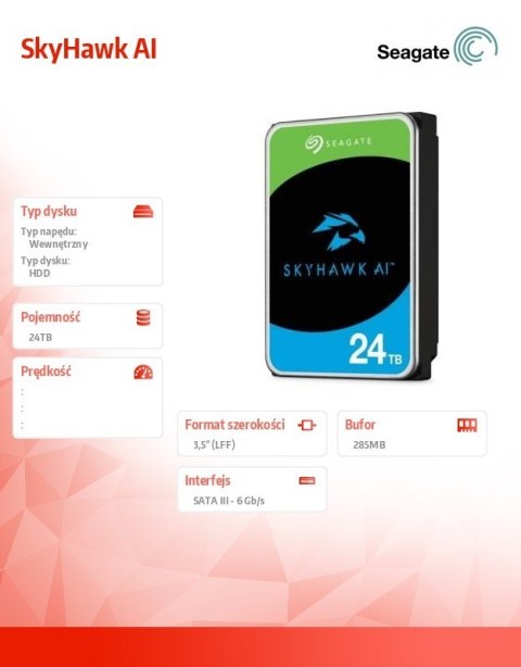 Dysk SkyHawkAI 24TB 3,5 512MB ST24000VE002 Seagate Dysk SkyHawkAI 24TB 3,5 512MB ST24000VE002 Seagate