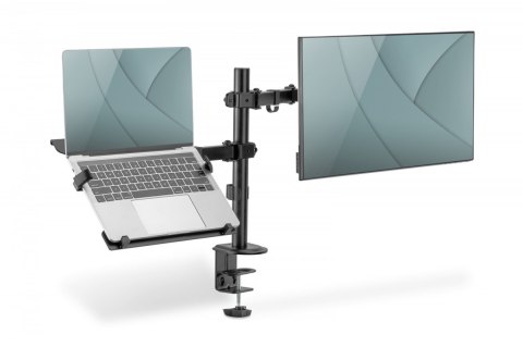 Uchwyt biurkowy na monitor z uchwytem na notebooka 1xLCD 32" 9kg, 1xNotebook 15,4" 4kg Digitus
