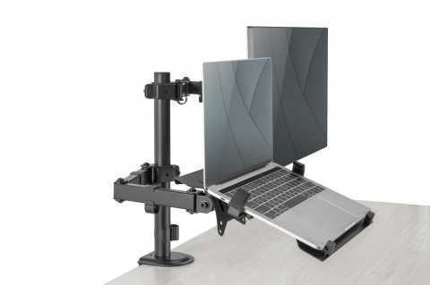 Uchwyt biurkowy na monitor z uchwytem na notebooka 1xLCD 32" 9kg, 1xNotebook 15,4" 4kg Digitus