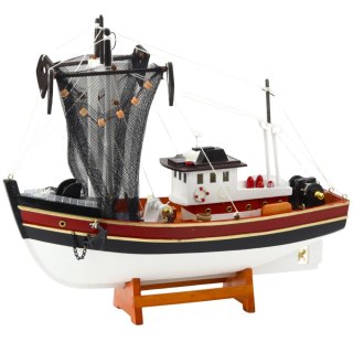 LEAN Toys Model Kolekcjonerski Dekoracyjny Statek Kuter Rybacki Sieć Połowowa 38x31cm