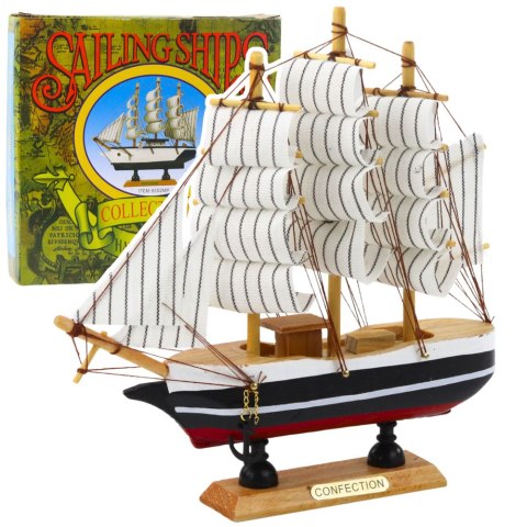 LEAN Toys Model Kolekcjonerski Dekoracyjny Statek Żaglowiec Czarno-Biały 21x21cm