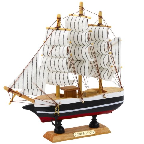 LEAN Toys Model Kolekcjonerski Dekoracyjny Statek Żaglowiec Czarno-Biały 21x21cm