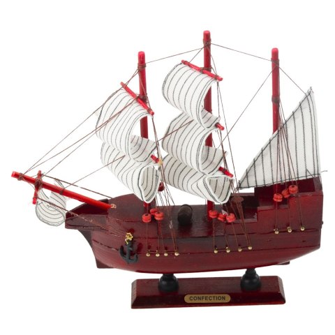 LEAN Toys Model Kolekcjonerski Dekoracyjny Statek Żaglowiec Czerwony 24x23cm