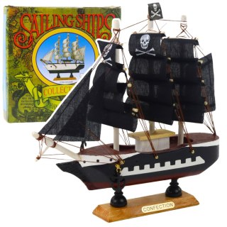 LEAN Toys Model Kolekcjonerski Dekoracyjny Statek Żaglowiec Piracki Czarny 20x20cm