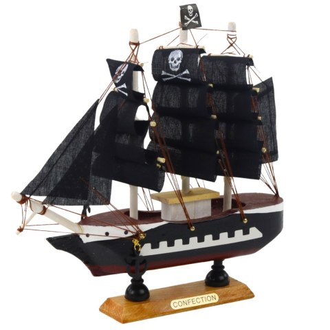 LEAN Toys Model Kolekcjonerski Dekoracyjny Statek Żaglowiec Piracki Czarny 20x20cm