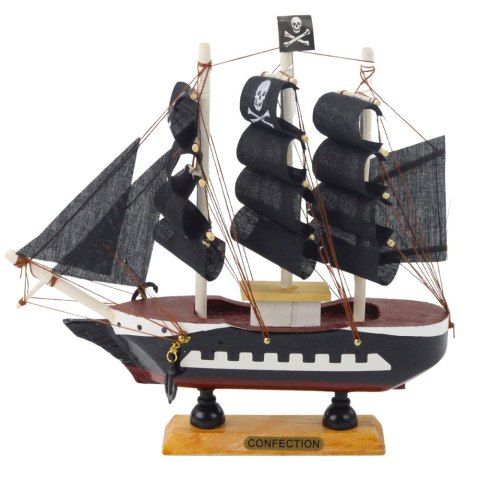 LEAN Toys Model Kolekcjonerski Dekoracyjny Statek Żaglowiec Piracki Czarny 20x20cm