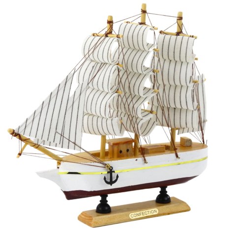 LEAN Toys Model Kolekcjonerski Dekoracyjny Statek Żaglowiec Trójmasztowy Biały 24x23cm