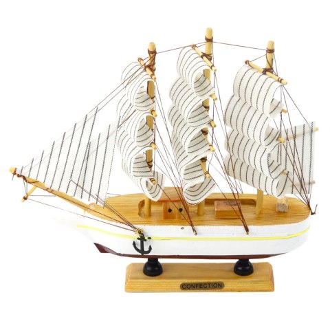 LEAN Toys Model Kolekcjonerski Dekoracyjny Statek Żaglowiec Trójmasztowy Biały 24x23cm