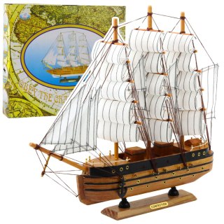 LEAN Toys Model Kolekcjonerski Dekoracyjny Statek Żaglowiec Trójmasztowy Biały 39x36cm