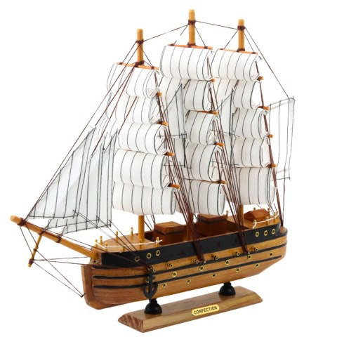 LEAN Toys Model Kolekcjonerski Dekoracyjny Statek Żaglowiec Trójmasztowy Biały 39x36cm