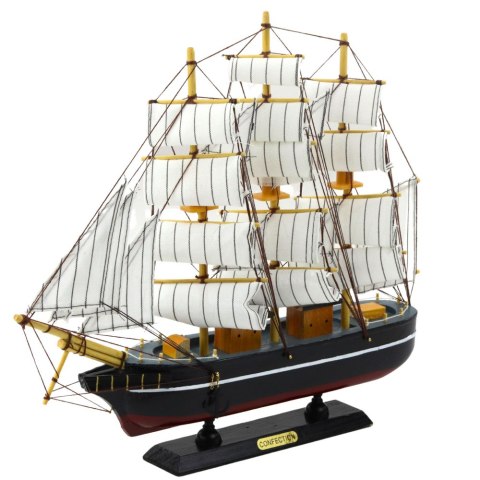 LEAN Toys Model Kolekcjonerski Dekoracyjny Statek Żaglowiec Trójmasztowy Czarny 39x36cm