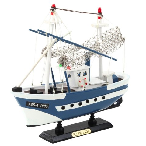 LEAN Toys Model Kolekcjonerski Statek Kuter Rybacki Flying Lady Niebieski 24x23cm