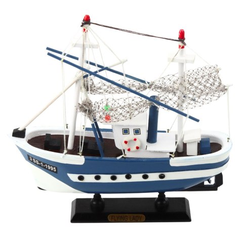 LEAN Toys Model Kolekcjonerski Statek Kuter Rybacki Flying Lady Niebieski 24x23cm