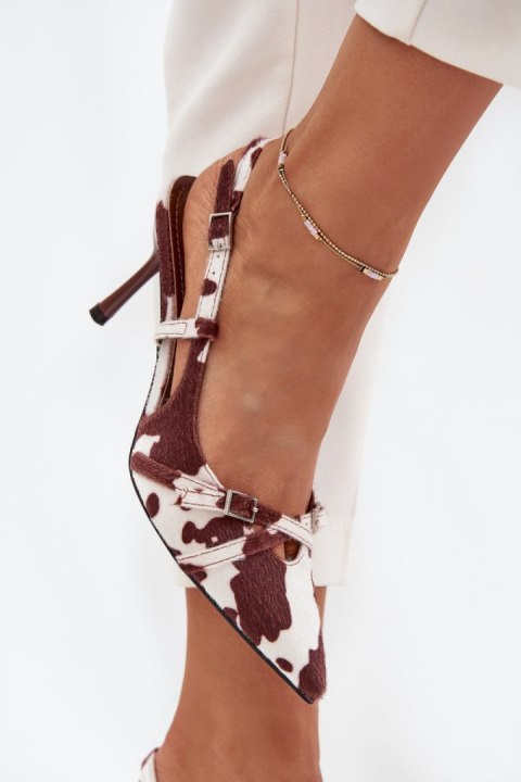 Szpilki Model Ravira QQ-201 White/Brown - Step in style Szpilki Model Ravira QQ-201 White/Brown - Step in style
