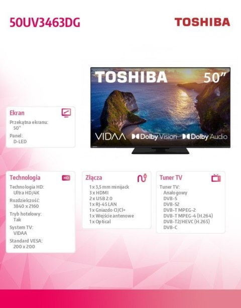 Telewizor LED 50 cali 50UV3463DG Toshiba