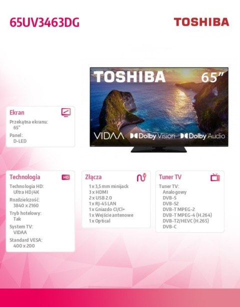 Telewizor LED 65 cali 65UV3463DG Toshiba