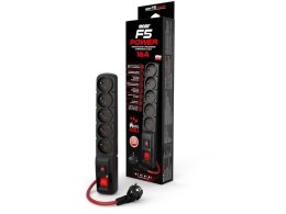 Listwa zasilająca F5 Power 1.5m 16A (5 gniazd) Czarna Acar