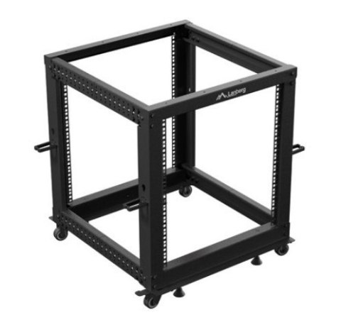Open rack 19" 12U 600x600-1100 regulowany czarny Lanberg