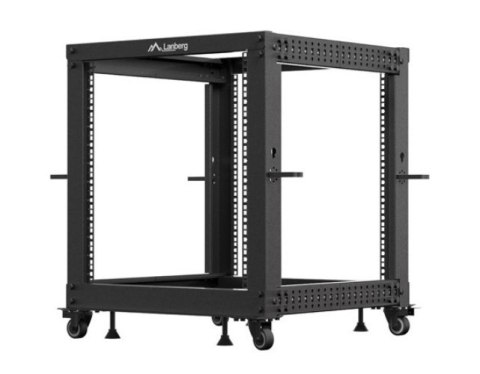 Open rack 19" 12U 600x600-1100 regulowany czarny Lanberg