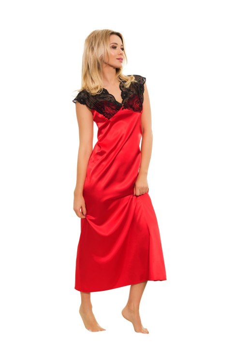 Koszulka nocna Halka Model Mactan satyna Red - Kalimo Koszulka nocna Halka Model Mactan satyna Red - Kalimo