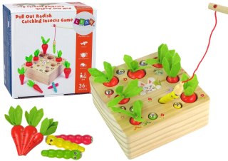 LEAN Toys Drewniana Gra Marchewki Dżdżownica Magnes Wędka