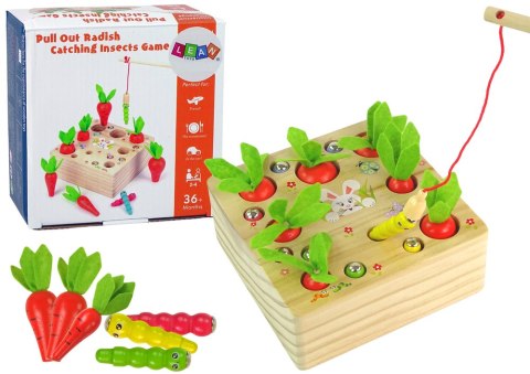 LEAN Toys Drewniana Gra Marchewki Dżdżownica Magnes Wędka
