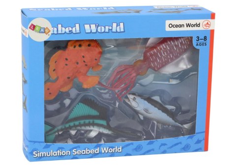 LEAN Toys Zestaw Figurek Zwierzęta Morskie Ocean Ryby Kałamarnica 4 Sztuki