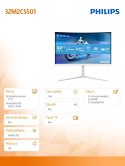 Monitor 31.5 cala 32M2C5501 Curved VA 180Hz HDMIx2 DP HAS Ambiglow Philips