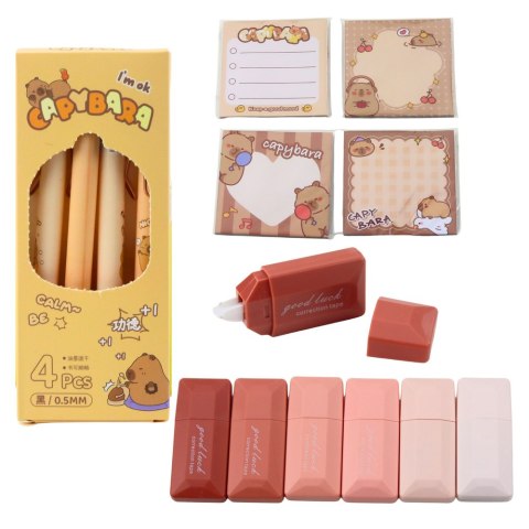 LEAN Piórnik Szkolny Dwukomorowy Z Kieszonkami Dodatki Kapibara 21x12 cm LEAN Piórnik Szkolny Dwukomorowy Z Kieszonkami Dodatki Kapibara 21x12 cm