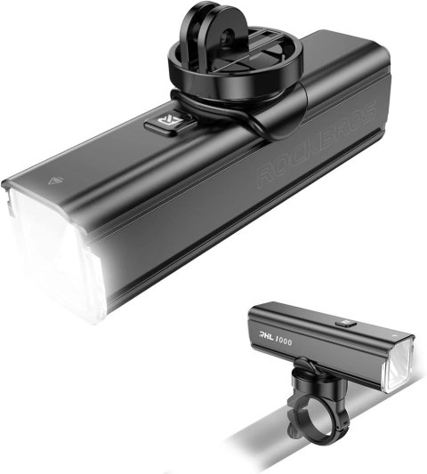 Lampka rowerowa przednia Rockbros 24610002001 1000 lm + kabel USB-C - USB-A - czarna Lampka rowerowa przednia Rockbros 24610002001 1000 lm + kabel USB-C - USB-A - czarna