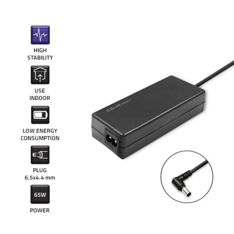 Zasilacz sieciowy do monitora LG/Samsung 65W | 19V | 3.42A | 6.5x4.4 |+kabel zasilający Qoltec