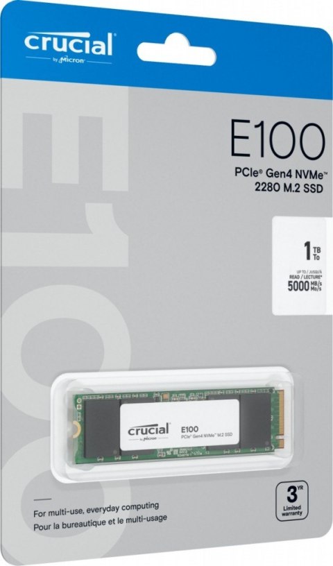 Dysk SSD E100 1TB M.2 NVMe 2280 PCIe 4.0 5000/4500 MB/s Crucial Dysk SSD E100 1TB M.2 NVMe 2280 PCIe 4.0 5000/4500 MB/s Crucial
