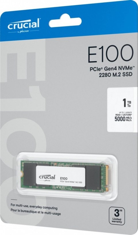 Dysk SSD E100 1TB M.2 NVMe 2280 PCIe 4.0 5000/4500 MB/s Crucial Dysk SSD E100 1TB M.2 NVMe 2280 PCIe 4.0 5000/4500 MB/s Crucial