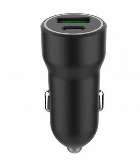 Ładowarka samochodowa USB-A/USB-C 20W PD czarna Gembird