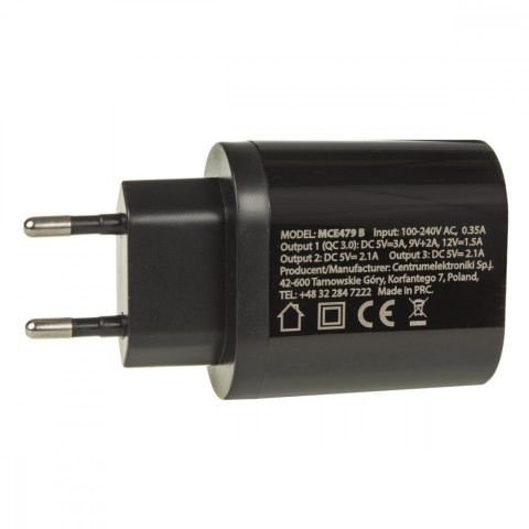 Ładowarka sieciowa QC 3xUSB MCE479B Maclean