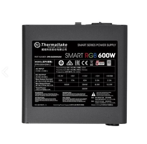 Smart 600W RGB (80+ 230V EU, 2xPEG, 120mm, Single Rail) Thermaltake