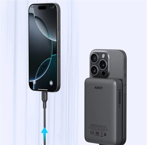 PB-MS04 Gray Qi2 MagSafe PowerBank 10000mAh 20W PD AUKEY