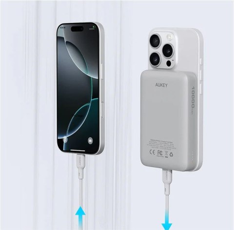 PB-MS04 White Qi2 MagSafe PowerBank 10000mAh 20W PD AUKEY